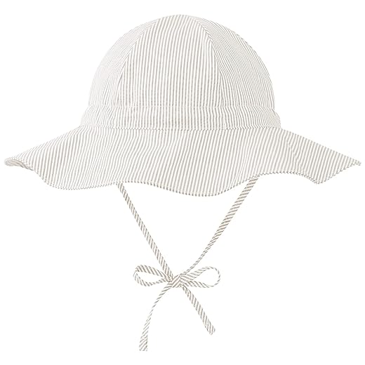 Zando Sun Hat Infant Wide Brim Beach Hat UPF 50+ Toddler Caps for Boys Girls Baby Bucket Hat Beige 0-6 Months