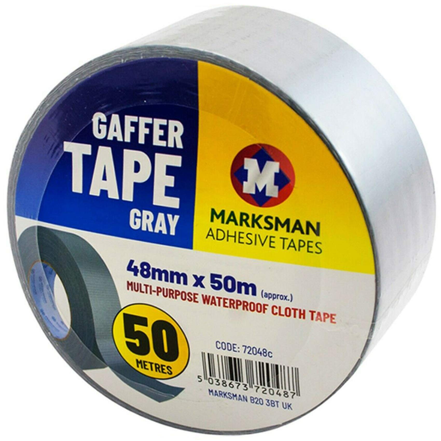 NTI MARKSMAN DUCT TAPE Waterproof ORIGINAL DIY Heavy Duty GAFFER Cloth 2" 48MM x 50M BLACK WHITE SILVER GREY Strong Durable Adhesive REPAIR Builders Tool UK FREE P&P (SILVER/GRAY, 1 X Roll)