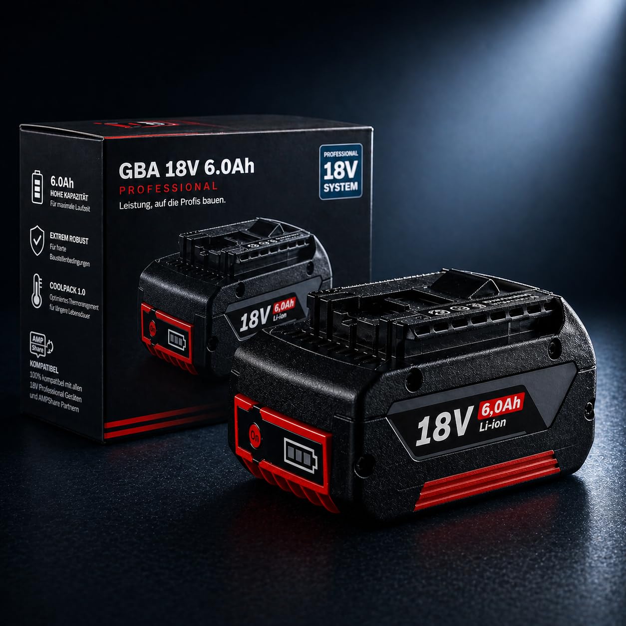 Batteria da 18 V, 6,0 Ah GBA, compatibile con Bosch Professional