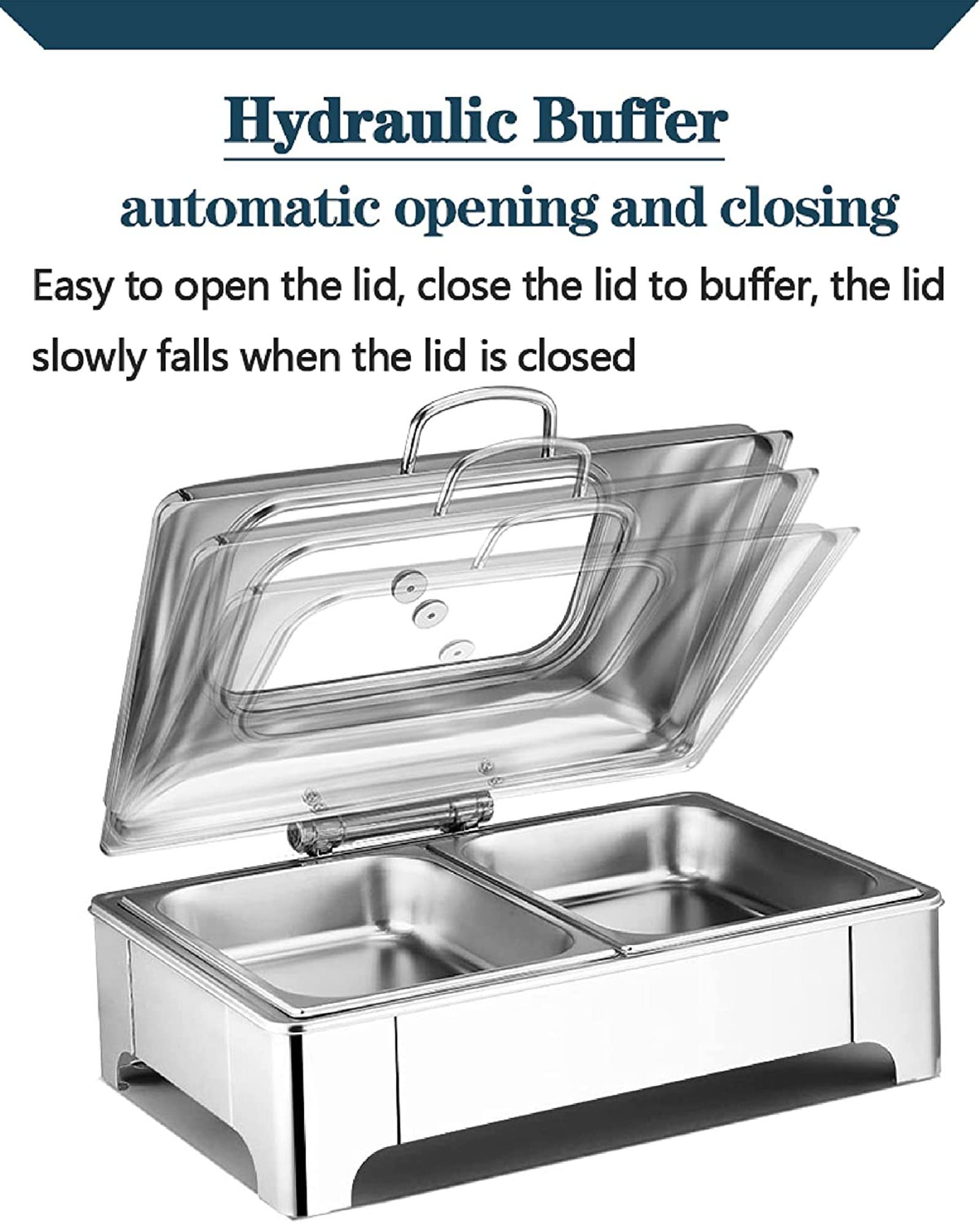 Calentador de alimentos para bufé, bandeja de catering ajustable de 9 L con tapas transparentes para fiestas y eventos, diseño portátil para servir y transportar fácilmente