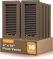 HQZHQZ Heavy Duty Steel Floor Register 4x10 - Walkable Floor Vent Covers, Adjustable Damper, Rust-Resistant Brown 10 Pack