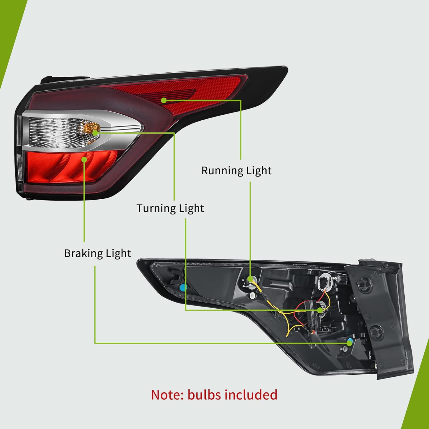 AUTOSAVER88 Left Driver Side Tail Light Assembly Compatible with 2017-2019 Ford Escape Kuga Brake Rear Lamp Left Side Outer RL Tail Light 2017 2018 2019 Rear Taillight Brake Lamp