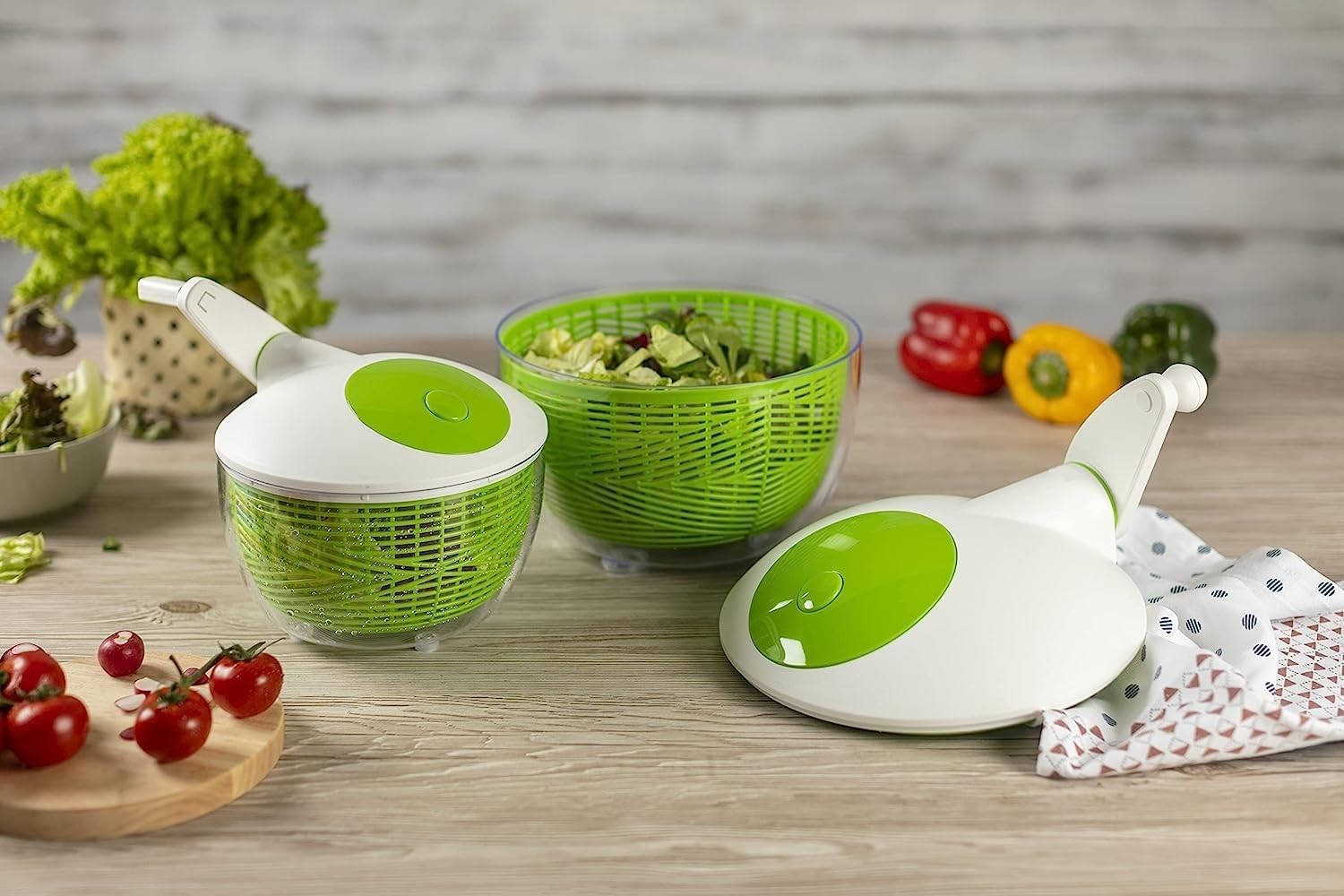IBILI Large Salad Spinner – 6.34 Qt Lettuce, Vegetable, and Fruit Washer and Dryer with Non-Slip Base, Brake Button for Quick Stop, Super-Fast Operation, Dishwasher Safe, Made in Spain