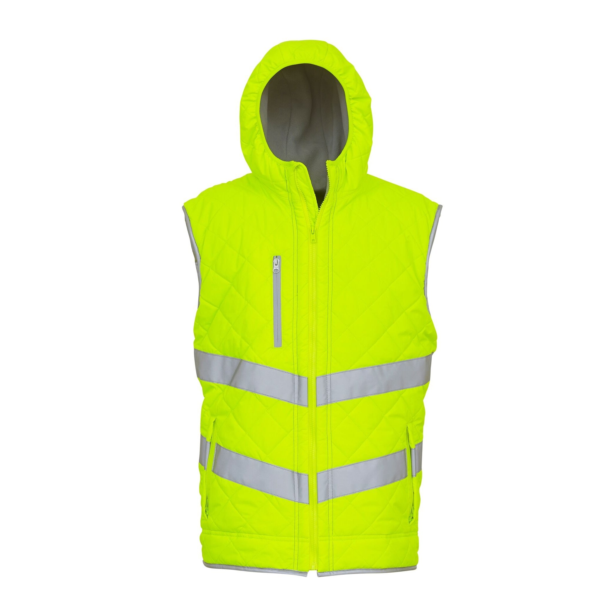 Yoko Unisex Adults Hi Vis Kensington Hooded Gilet (3XL) (Yellow)
