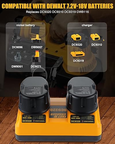 Miniatura 4 de 2Pack 4.5 Ah 18V Battery Replacement for Dewalt DC9096 DC9099 DC9098 DW9095 DW9096, and Dual Charger DC9320 Compatible with Dewalt 18 Volt XRP