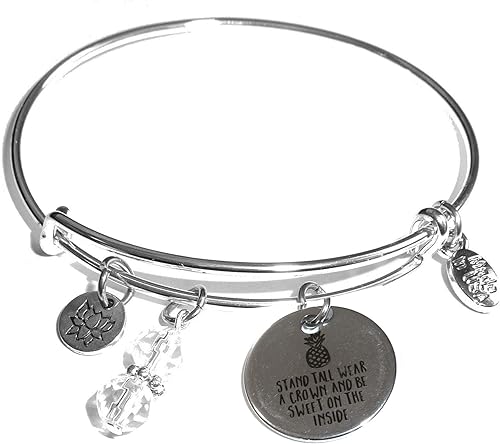 Hidden Hollow - Pulsera de cuentas para mujer, hecha en Estados Unidos, de acero inoxidable, con mensaje, abalorios, extensible, popular, elegante y