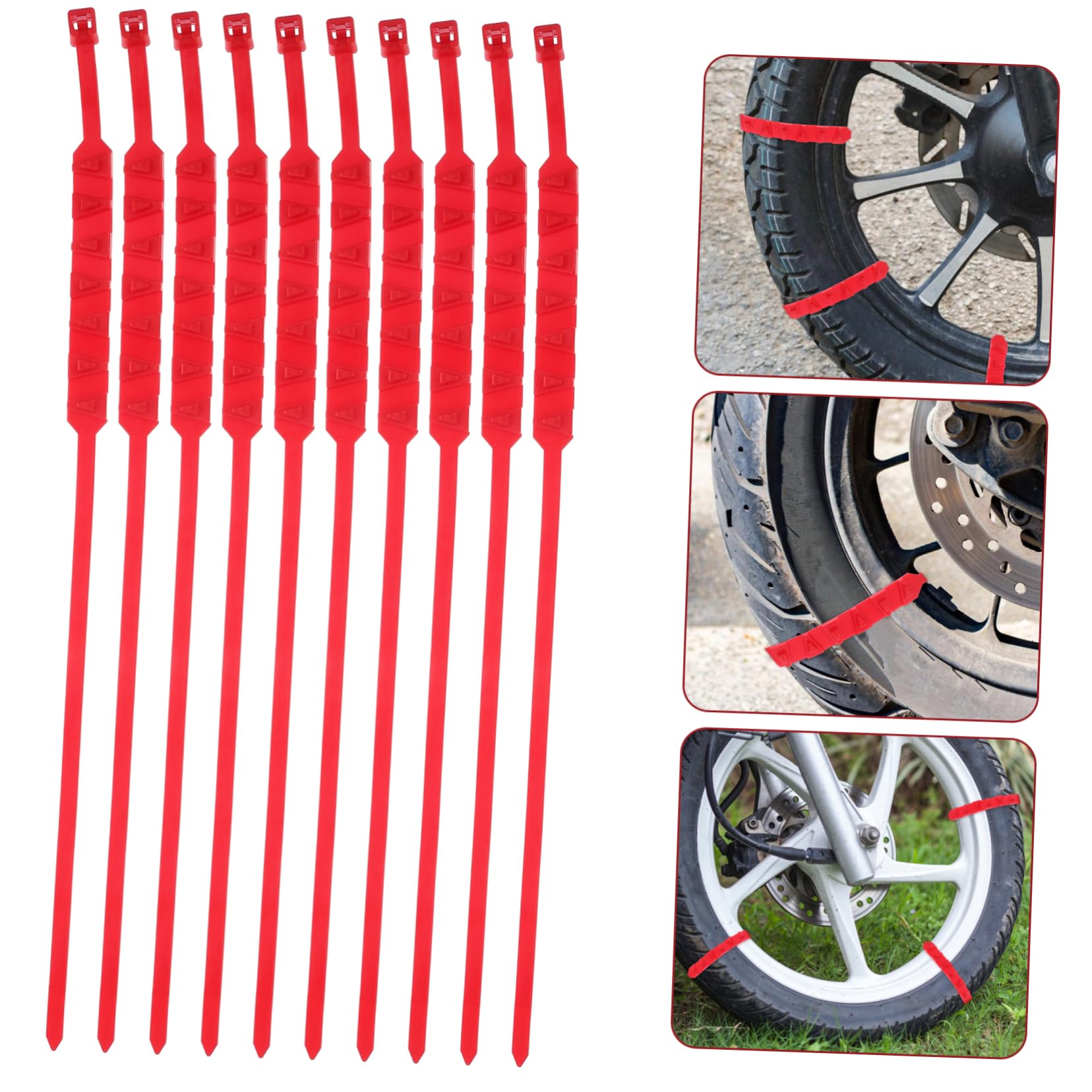 FUNOMOCYA 10Pcs Nylon Tire Snow Chains Skid Wheel Chains for Electric Bikes Scooters Motorcycles Easy Installation Exceptional Traction for Snow and Mud