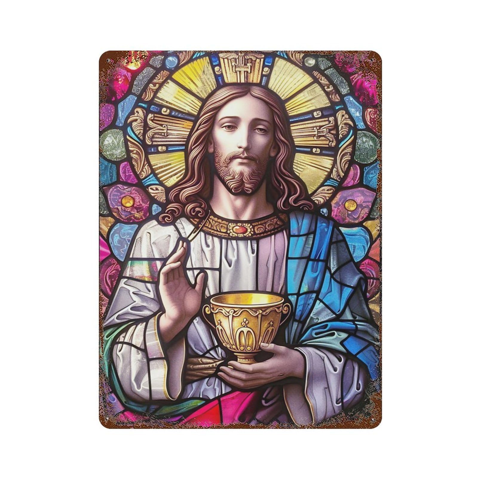 Jesus 5 Decorative Tin Sign 15.7"x11.8", for Bistro, Counter And Cafe Decor, Retro Wall Decor