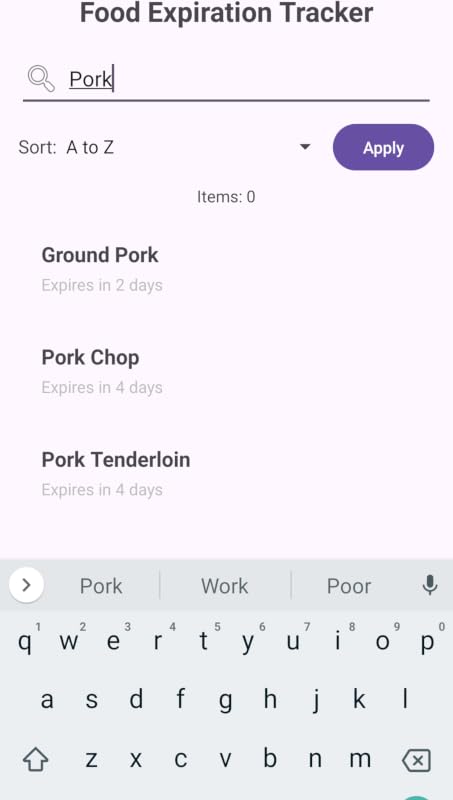 Food Expiry Dictionary