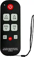 Controle remoto universal de TV para idosos com botões grandes, controle remoto de aprendizagem simples para idosos, fácil configuração e uso para controle diário de TV
