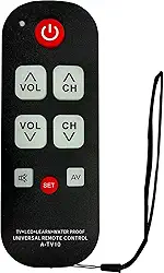 Controle remoto universal de TV para idosos com botões grandes, controle remoto de aprendizagem simples para idosos, fácil configuração e uso para controle diário de TV