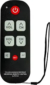 Controle remoto universal de TV para idosos com botões grandes, controle remoto de aprendizagem simples para idosos, fácil configuração e uso para controle diário de TV