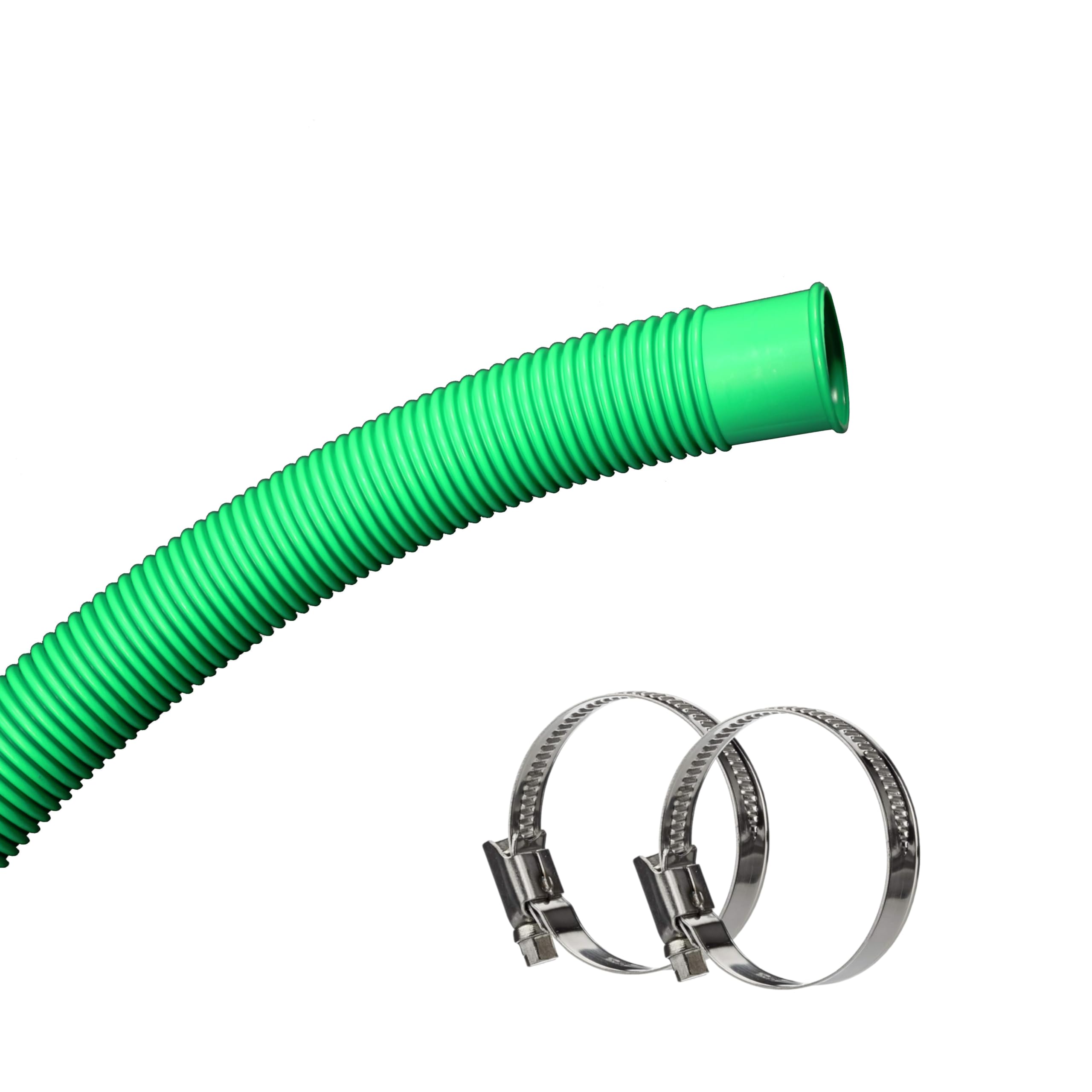 HAF® Pool-Schwimmbadschlauch 32 Mm Grün, 12 Meter – Made In Germany, Inkl. 2 Edelstahl-Schellen