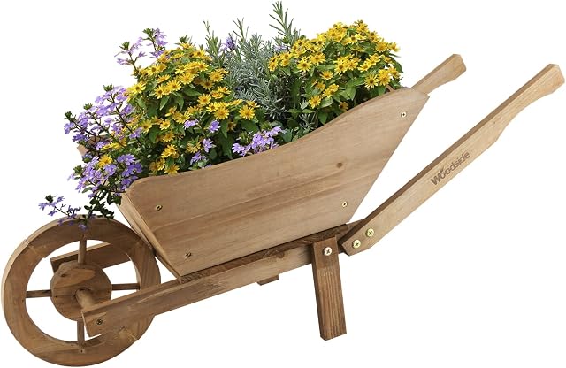 Woodside Wooden Ornamental Garden Plant/Flower Wheel Barrow Planter/outdoor