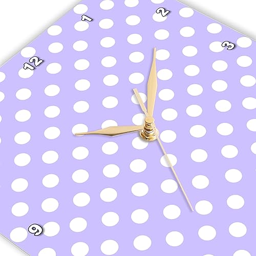 Miniatura 3 de 3dRose Reloj de pared silencioso  15 pulgadas  Patrón de lunares blancos en morado lila  Puntos femeninos de estilo retro vintage  Diseños de lunares