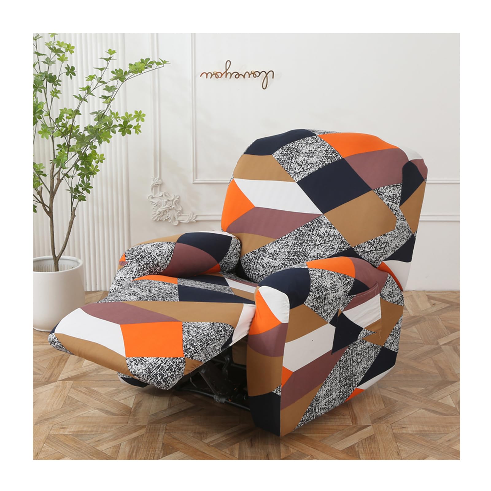 HYPIQQ Stretch Recliner Cover Recliner Couch Cover Floral Pattern Recliner Chair Covers Slip Covers for Reclining Sofas with Elastic Bottom,Pattern 13,1 Seat