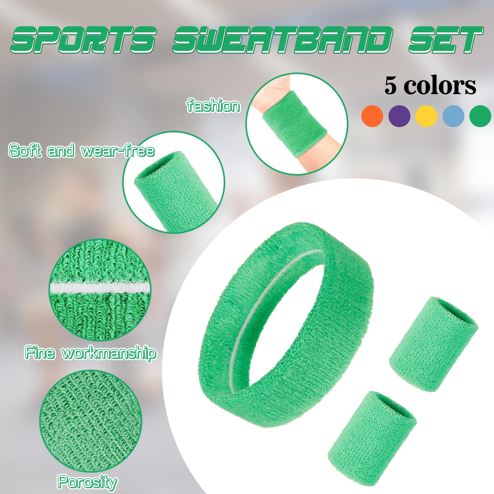 Radsocken 15PCS Sports Headband Wristbands, Sweat Bands Absorbent - Image 2