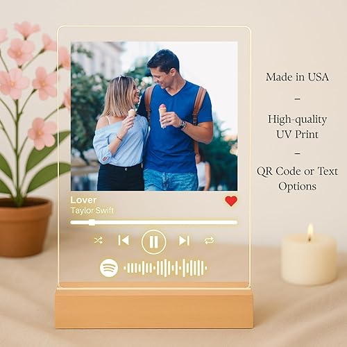 Miniatura 5 de Personalized Music Plaque - Custom Acrylic Song Plaque Customized Music Sign Photo Gift Personalized Anniversary Celebration Gift Long Distance