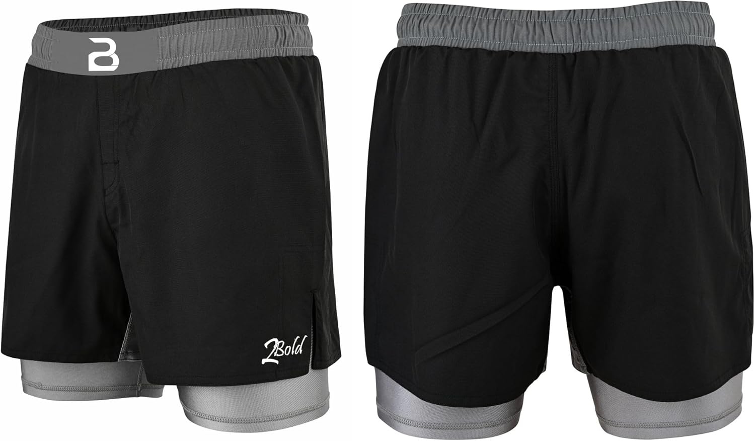 2BOLD MMA Kid’s 2 in 1 Board Shorts BJJ Built in Compression Lining Athletic Gym Boxing Jiu-Jitsu No-Gi Grappling Shorts - Image 5