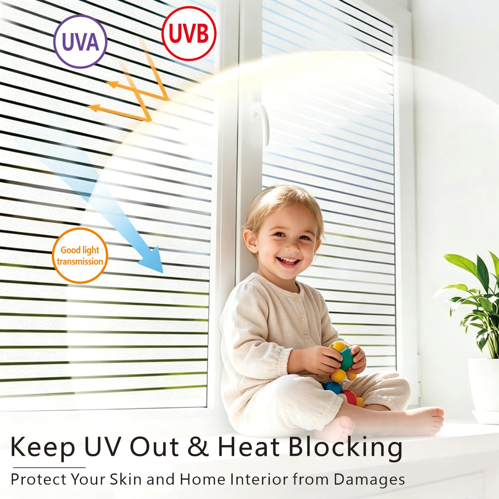 Pellicola Smerigliata 50 x 1050 cm con Protezione Uv, Senza Colla Statica, Controllo Del Calore, Protezione Privacy, Adesivo in Vetro Smerigliato per Casa Cucina, persiane