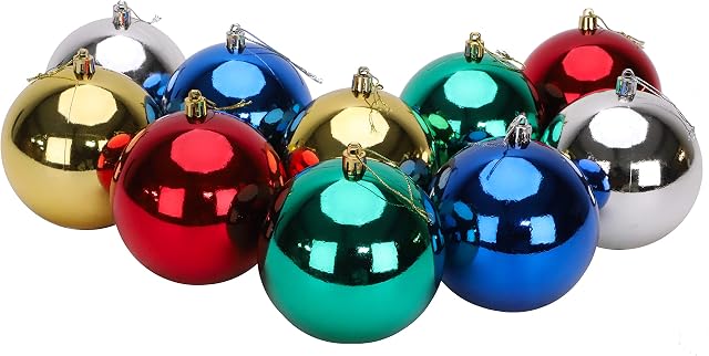 Toyland® 10 Extra Large 100mm Colour Christmas Baubles - Christmas Tree Decorations (Assorted)