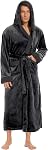iniber Mens Hooded Robe, Soft Lightweight Plush Robes for Men, Warm Long Fleece Men's Bathrobe with Pockets