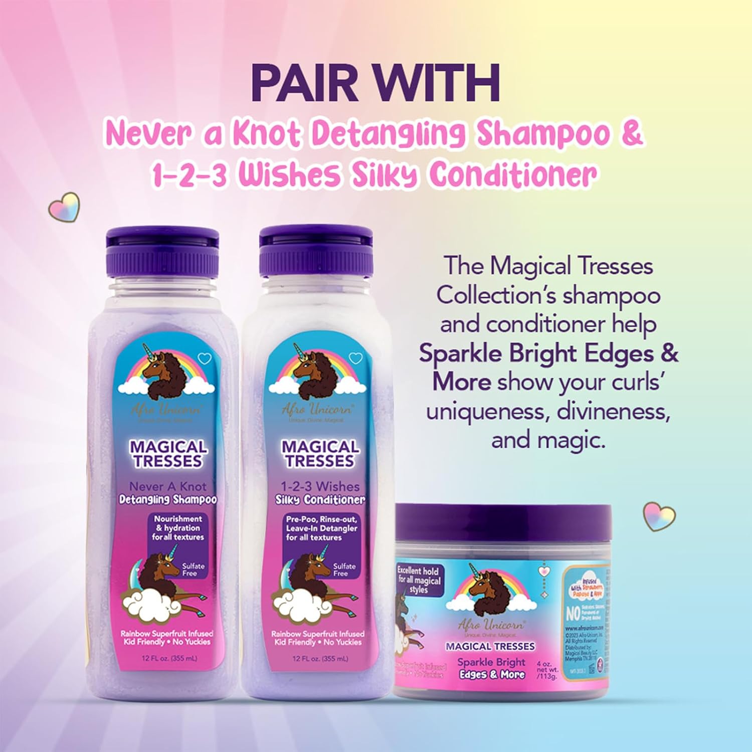 by Afro Unicorn - Sparkle Bright Edges & More - Edge Control for Braids, Twists, and Ponytails - Controls Edges and Flyaways, 4 oz - 3 Pack
