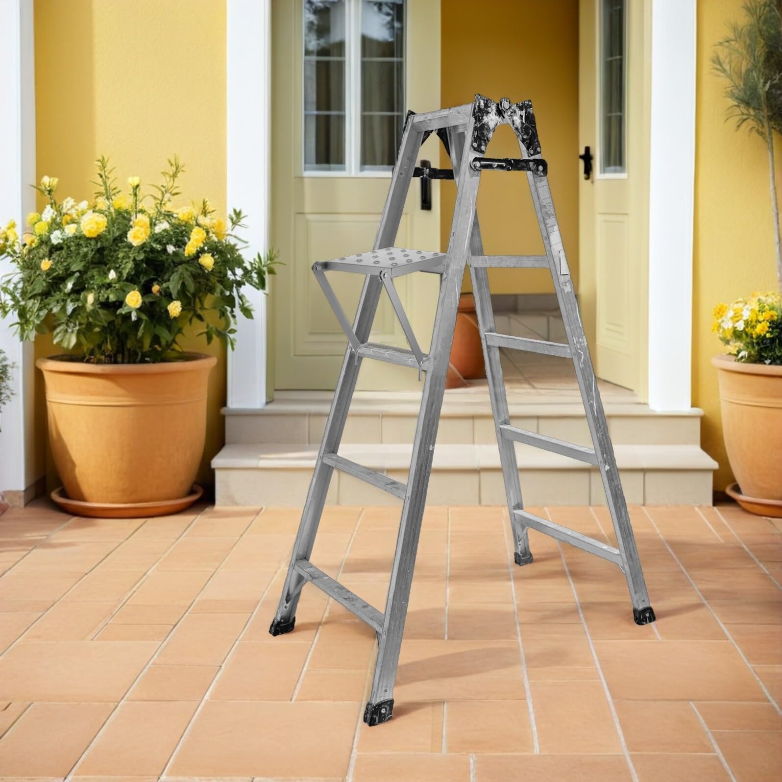 Soporte Plegable de Escalera de Hierro para Mantenimiento y Pintura Plataforma Anslizante Exteble Estante Pequeño Accesorio Portátil para Escaleras Plegables Uso