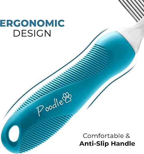 Miniatura 18 de Poodle - Cepillo de peine para rastrillo de piel desnatante para perros y gatos, cuchillas de seguridad de acero largas de 2.5 pulgadas, peine