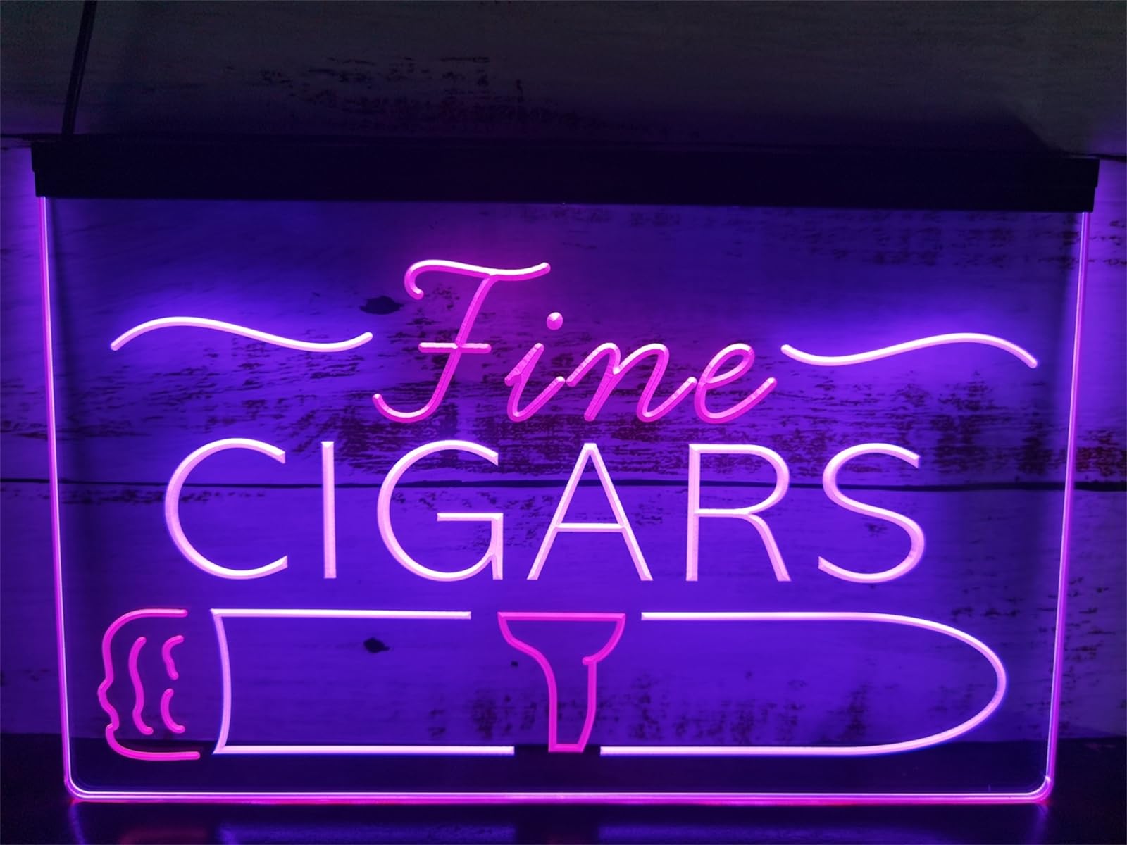 Fine Cigars Letrero De Neón para Decoración De Paredes: Luces LED De Neón USB, Bicolores Y Regulables, para La Sala De Fumadores De Una Tienda De Puros Finos,Red Purple,40x30cm