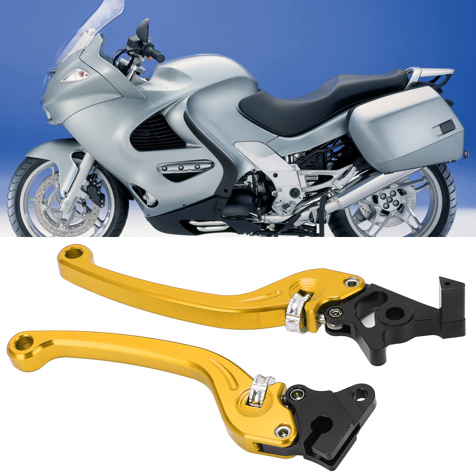 Leva freno e frizione per moto in lega di alluminio ad alta sensibilità, compatibile con accessori universali. (Oro)