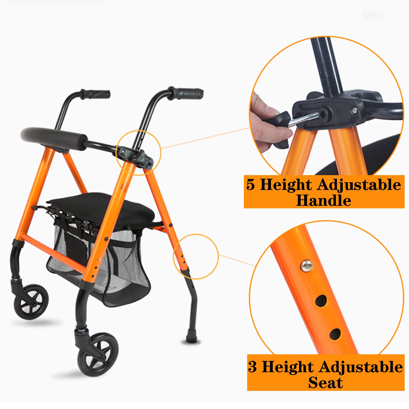 Cestas para andadores para Personas Mayores con Asiento - Andador Cestas para andadores para Personas Mayores con Ruedas Cesta para andadores para Personas Mayores con Ruedas médic