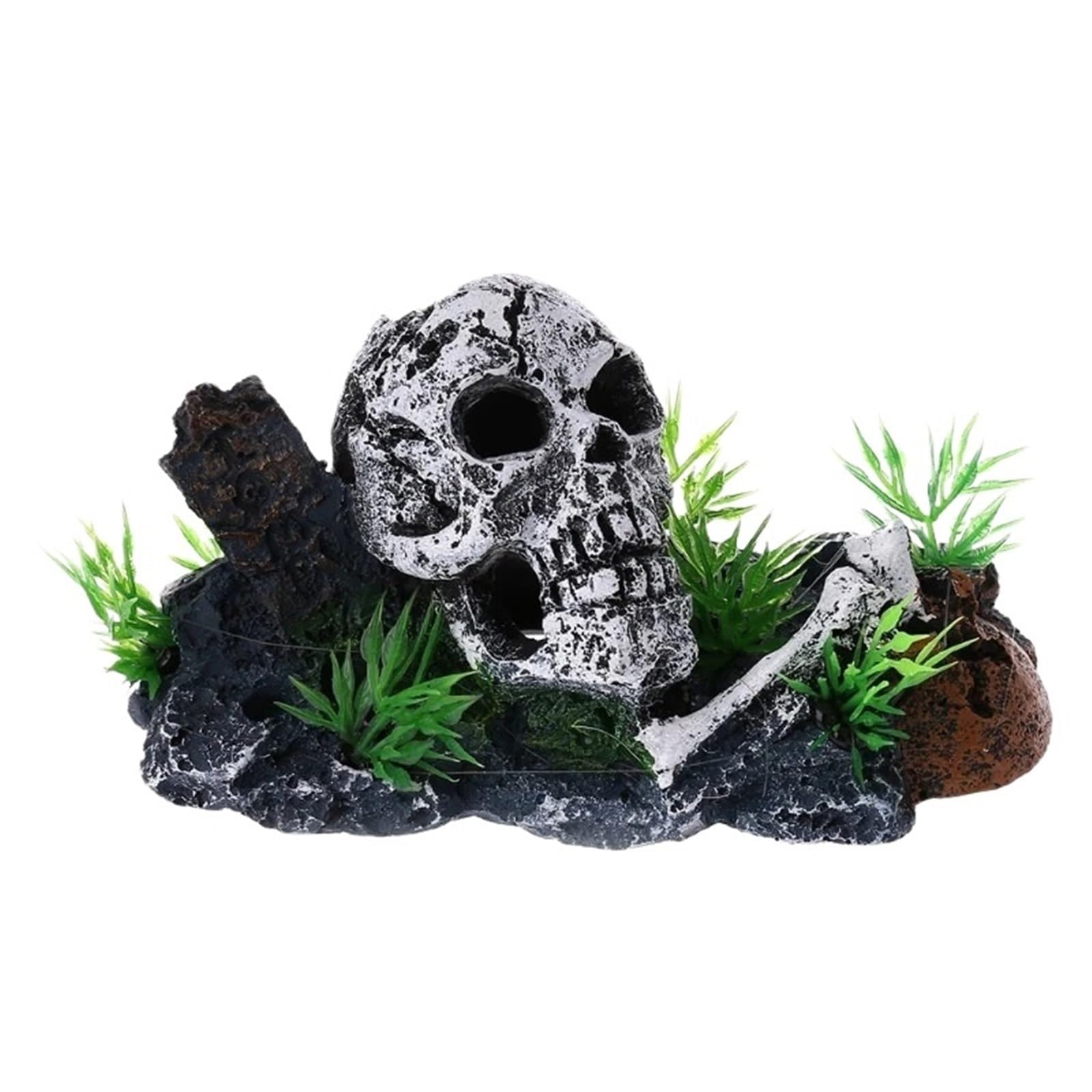 AYWTIUN aquarium ornaments Pirate Skull Skeleton Aquarium Ornament Hiding Cave Fish Tank Decoration Decor