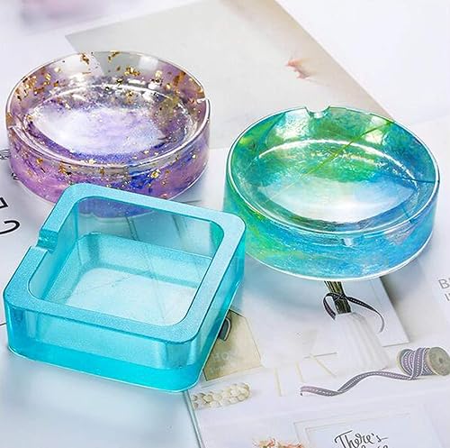Miniatura 3 de KRLIFCSL 4 paquetes de moldes de silicona de resina epoxi, molde de resina para cenicero, molde de resina de caja de jabón, moldes de arte de