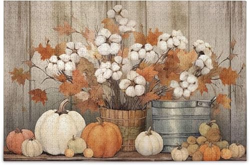 Miniatura 1 de Rompecabezas de otoño de calabaza de 500 piezas para adultos, rompecabezas educativos de aprendizaje, juguetes familiares difíciles y desafiantes