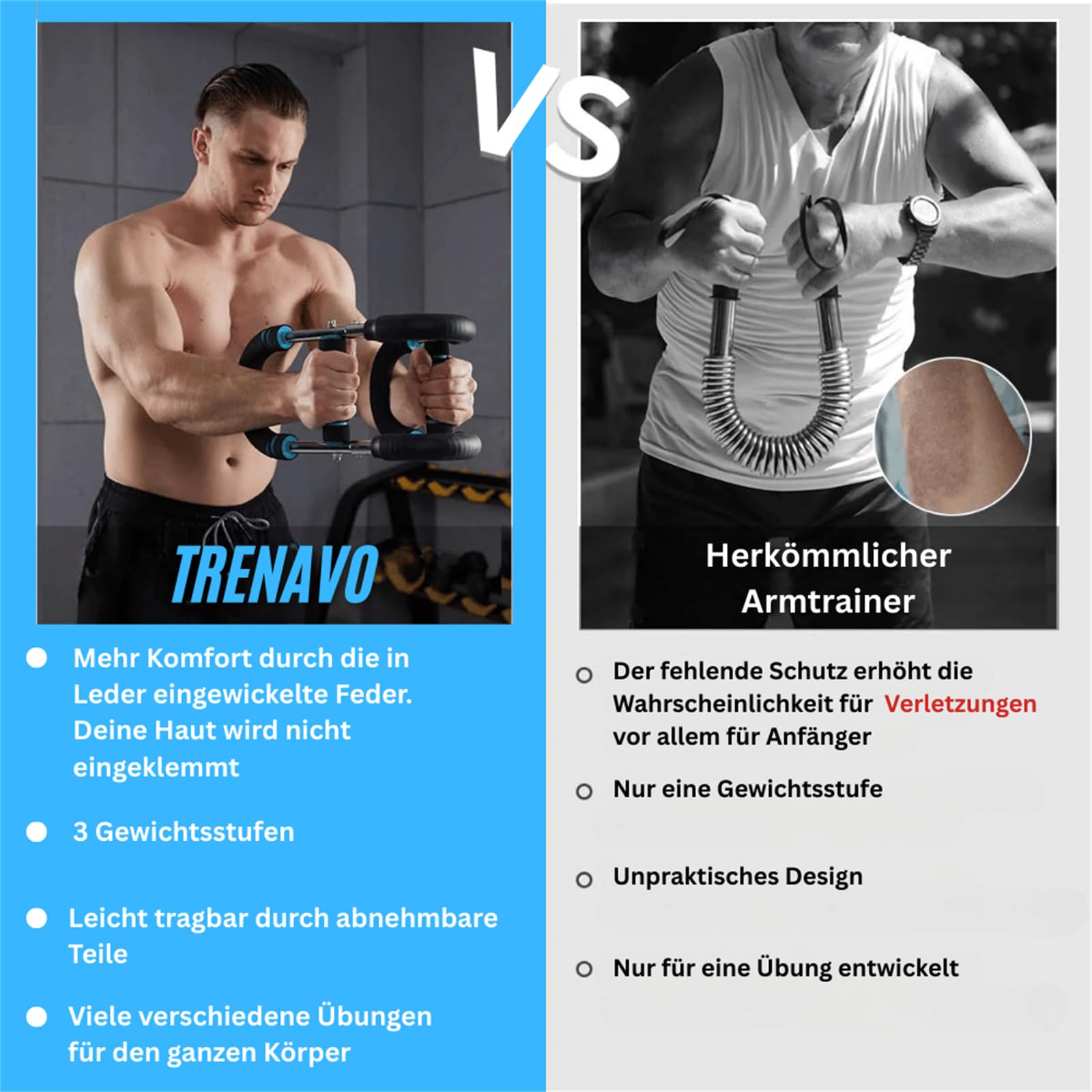 Trenavo - Powertrainer für Brust und Oberarme Verstellbarer Brustexpander für effektives Krafttraining des Oberkörpers im Fitnessstudio zu Hause
