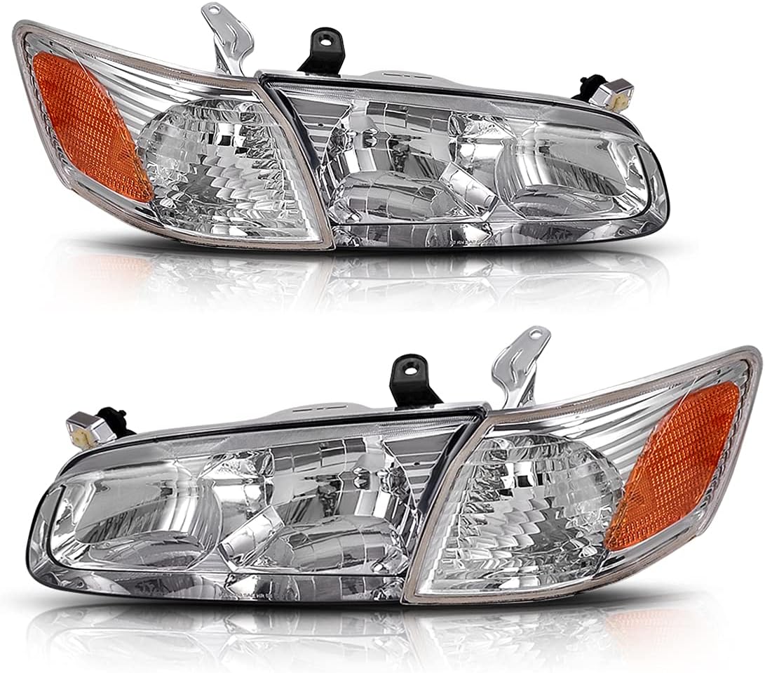 AUTOSAVER88 Headlight Assembly Compatible with 2000 2001 Toyota Camry Headlamps+Amber Corner Lamps