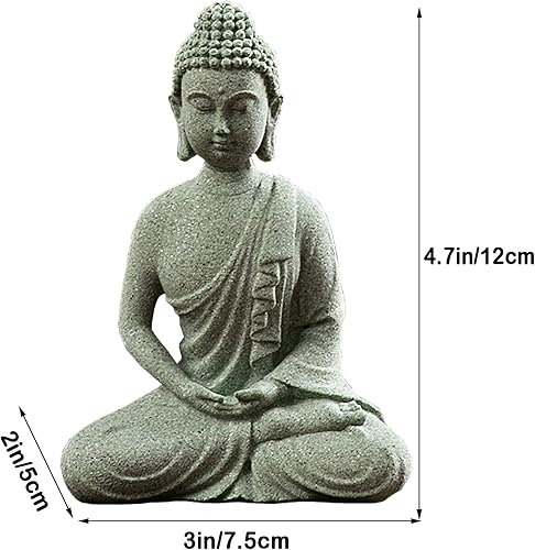 Miniatura 2 de livelyfish Estatua de Buda para pecera, decoraciones japonesas para acuarios, meditación, arenisca, estatua de Buda, adornos de Betta Pet Fish Tank