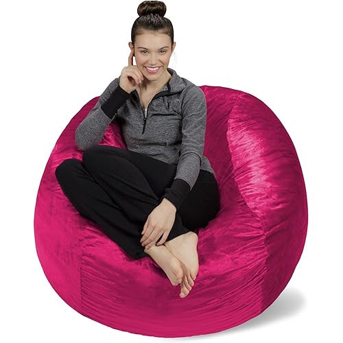 Sofa Sack Bean Bag Chair - Plush, Ultra Soft - Memory Foam Bean Bag Chair with Microsuede Cover - Stuffed Foam Filled Furniture and Accessories for Dorm Room 4 Feet - Magenta