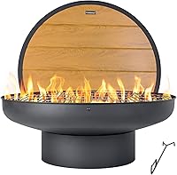 Panovue 32 Inch Heavy Duty Fire Pit Table with Lid & Dual Grill - Wood Burning Outdoor Firepit for Backyard Patio Bonfire