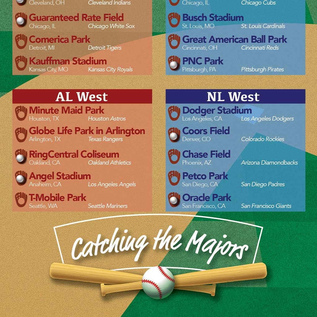 Push Pin Travel Maps Customizable Posters & Prints - Baseball Stadiums Bucket List - Black Frame - Personalized Framed Pin Map, Includes 150 Pins - Handcrafted in USA - 13" x 23.5"