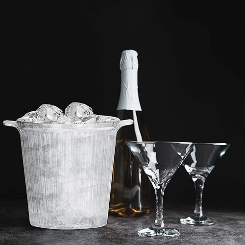 Miniatura 7 de DecorRack Paquete de 6 cubos de hielo acrílicos con asas, cubos de vino transparentes de 2.5 litros, bañeras de champán perfectas para fiestas