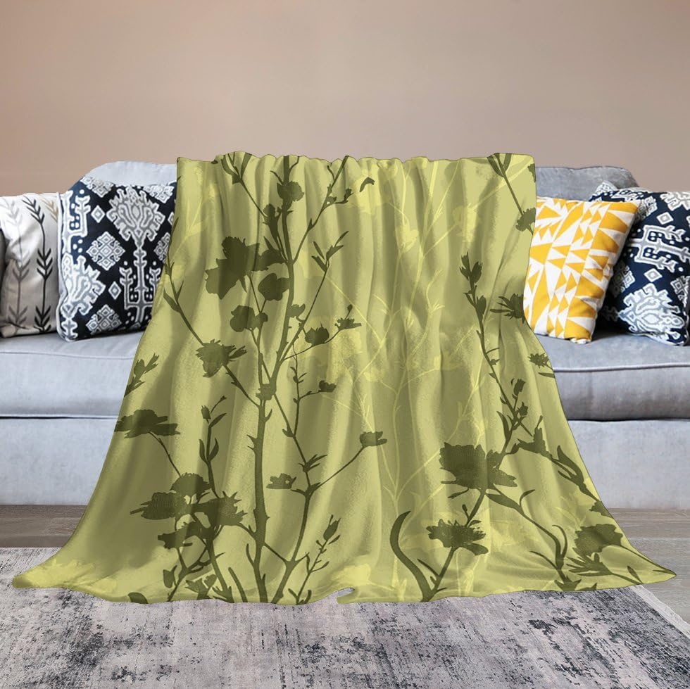 Couverture micro polaire fleurie au salon pour canapé et lit