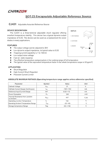 Miniatura 49 de Chanzon TL431 TO-92 Regulador de voltaje ajustable positivo IC, regulador positivo de tres terminales para administración de energía