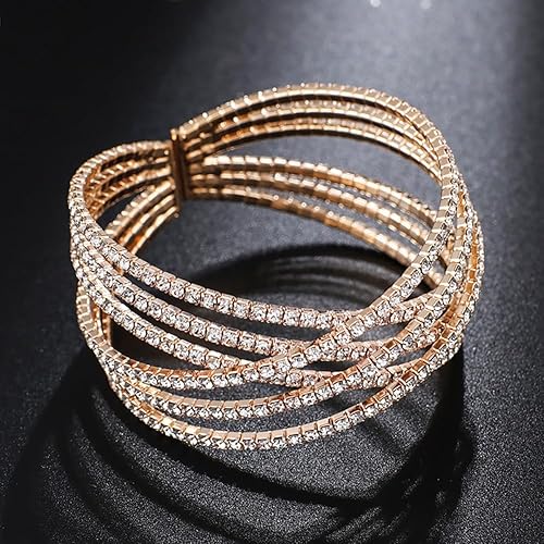 Miniatura 7 de Pulsera de diamantes de imitación para mujer, pulsera multicapa de cristal
