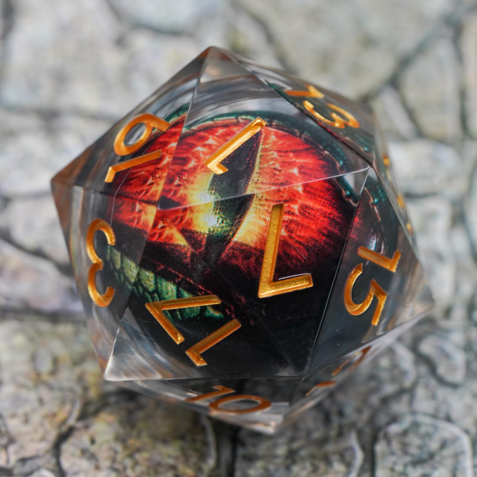 Dungeons and Dragons DND Dice D20, Moving Eyeball Liquid Core Dice Set D&D 33MM Oversized D20 Single Sharp Edge Resin dice with Gift Case, Polyhedral Dice for Role Playing Game