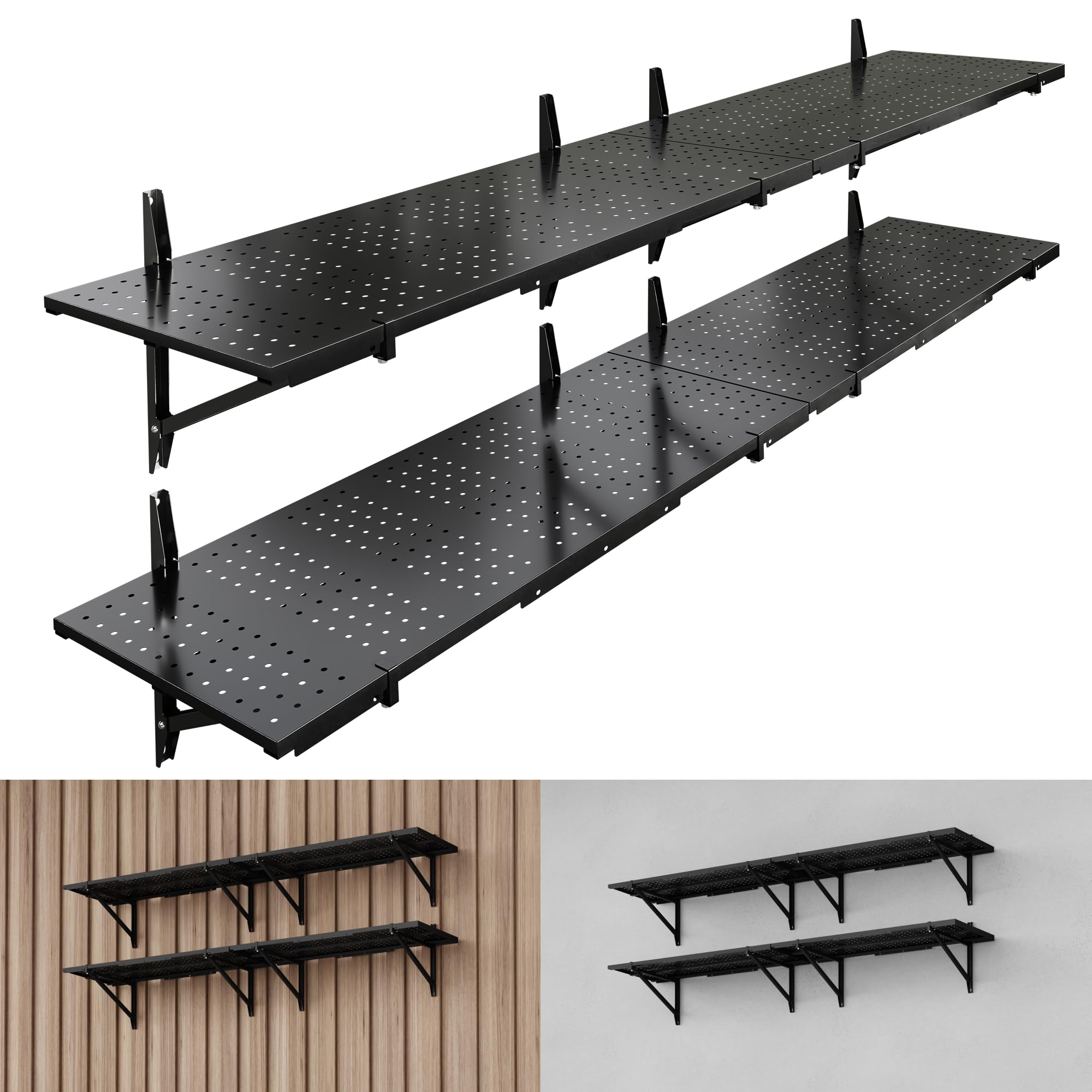 FLEXIMOUNTS 2-Pack 1x6ft Heavy Duty Garage Wall Shelving