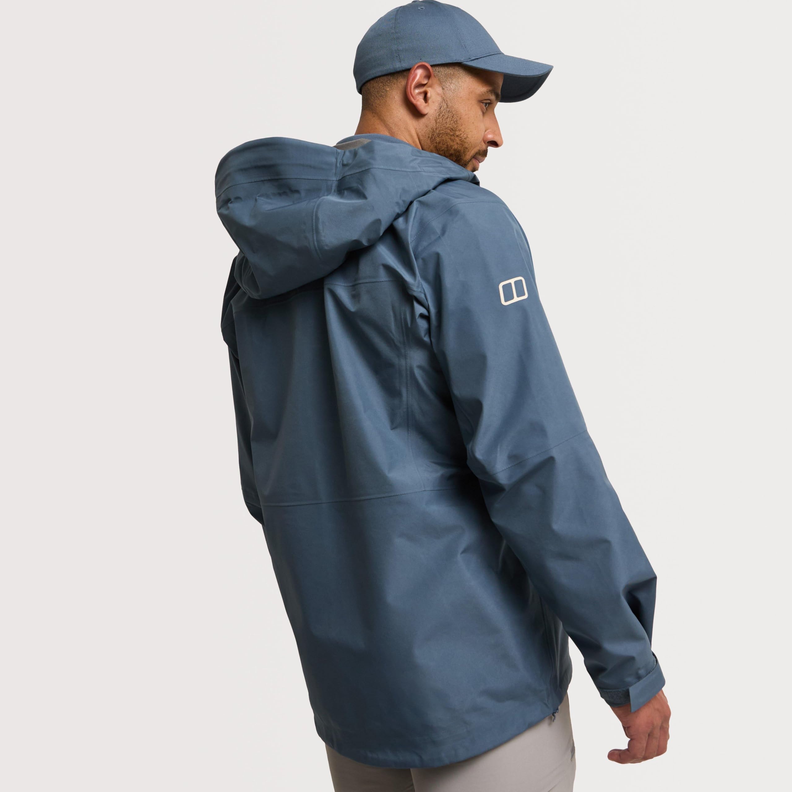 Berghaus Chaqueta impermeable Ridge-Seeker para hombre, Gore-Tex, 3L, transpirable, cremalleras en el hoyo, capucha ajustable, para actividades al aire libre de alta intensidad