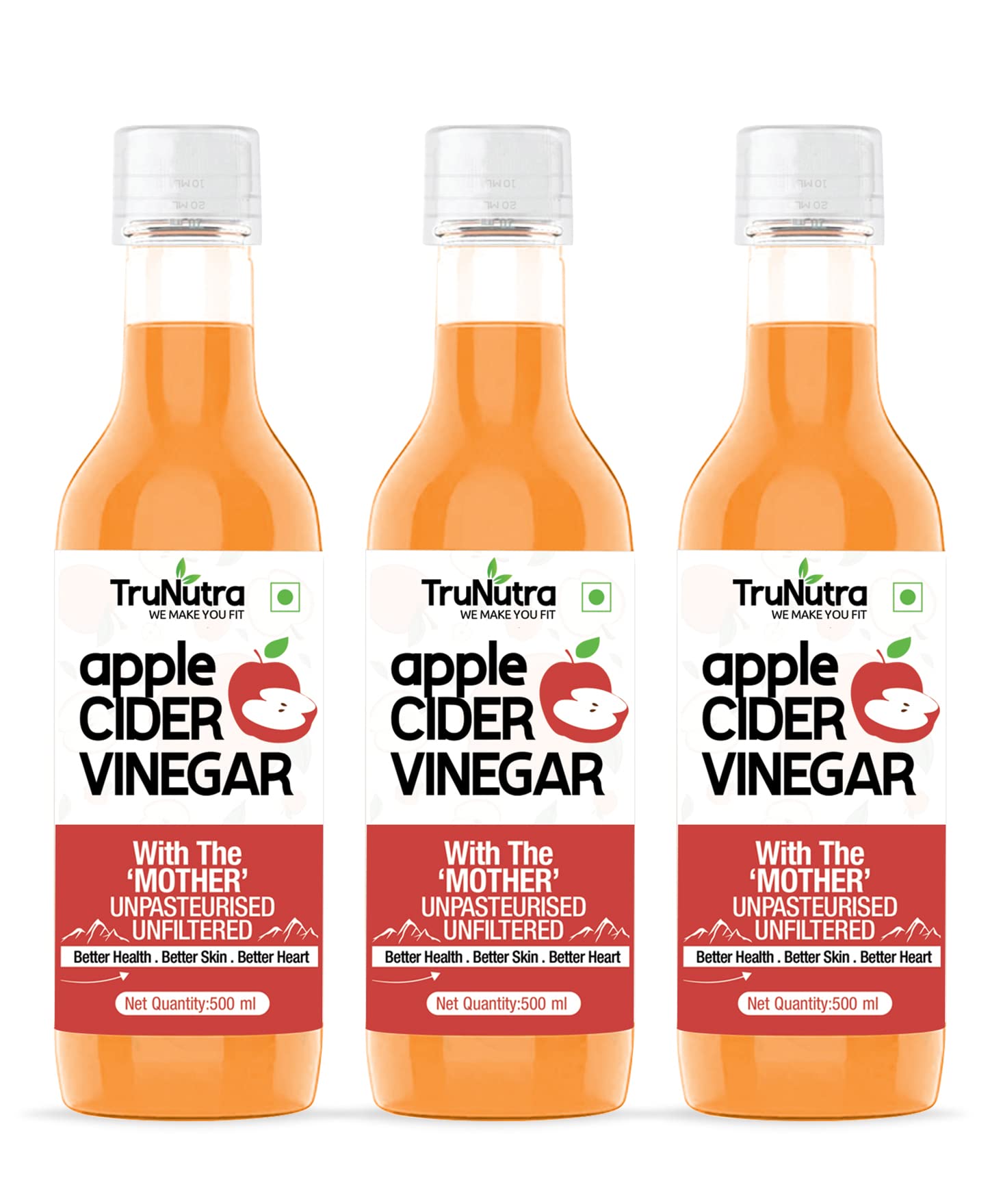 TruNutra - Apple Cider Vinegar For Weight Loss | 100% Natural Himalayan Apples | Helps In Digestion & Boost Metabolism | With Mother Vinegar | Sugar Free acv 500ml (Pack Of 3) (B0C1CLSYYT) Amazon Price History, Amazon Price Tracker