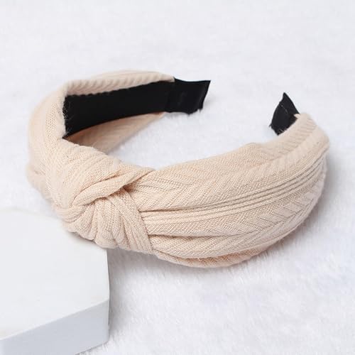 Miniatura 8 de Diademas anudadas de moda para mujer, diadema antideslizante de color natural para mujer, 2.7 pulgadas de ancho, linda diadema para niñas de otoño e